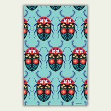 Bright Beetles Tea Towel