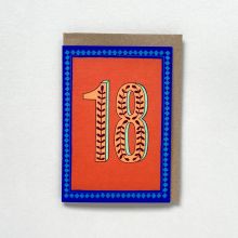 Orange & Blue 18 Milestone Birthday Card