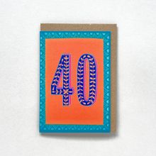 Orange & Teal 40 Milestone Birthday Card