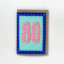 Blue & Mint Green 80 Milestone Birthday Card