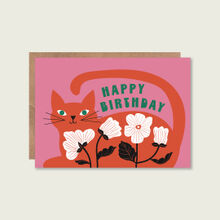 Cute Red Cat Birthday Card