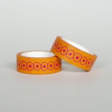 Pink circles on yellow patterned washi tape